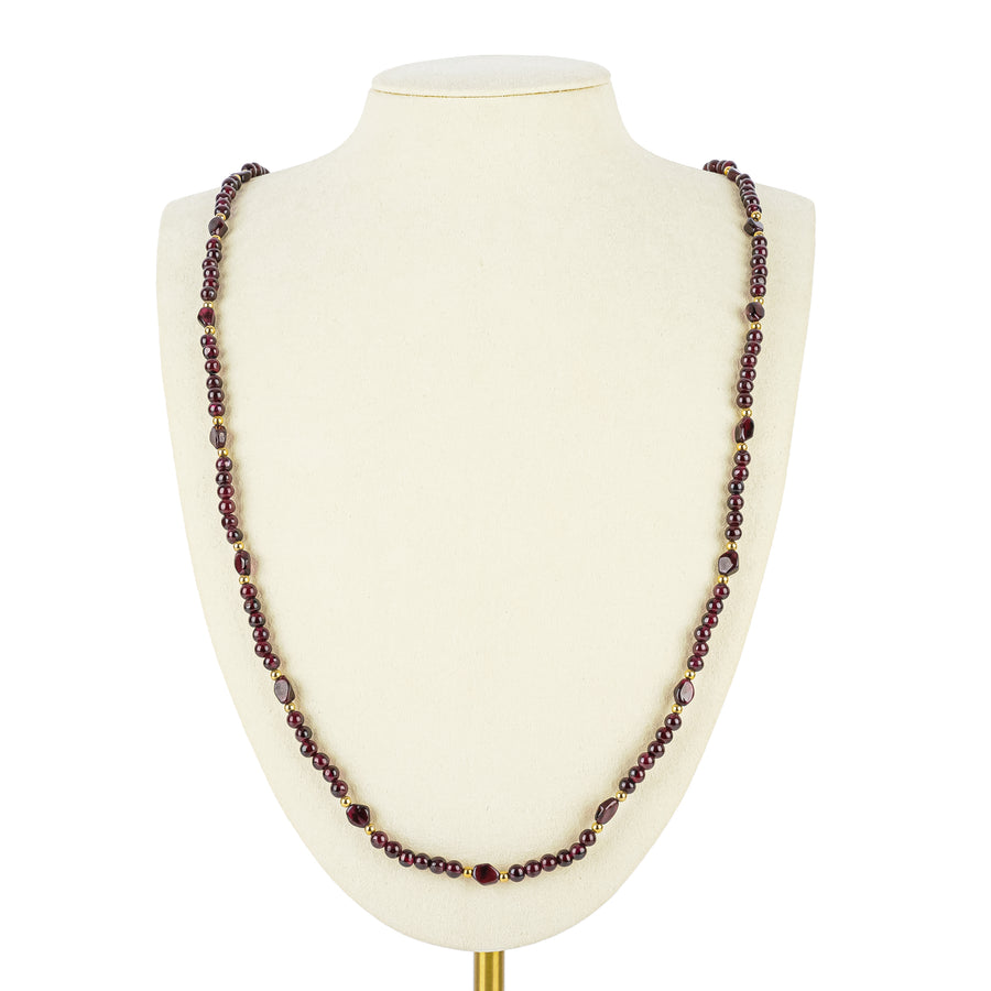 Garnet And Gold Bead Infinity Necklace