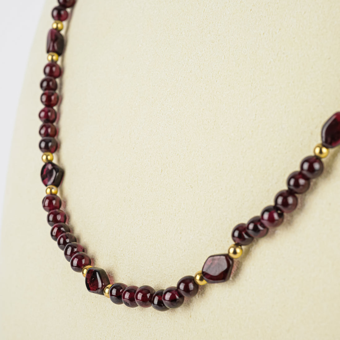 Garnet And Gold Bead Infinity Necklace