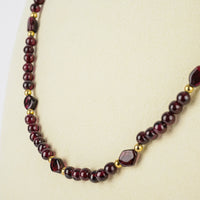 Garnet And Gold Bead Infinity Necklace