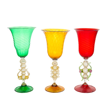GOTI DE FORNASE Venetian Glass Goblets Set Of 3