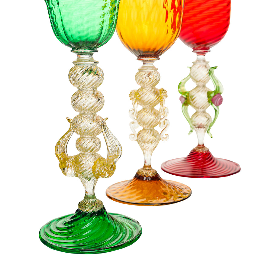 GOTI DE FORNASE Venetian Glass Goblets Set Of 3