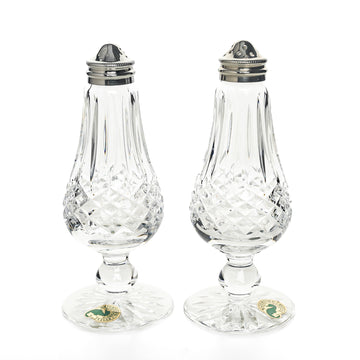 WATERFORD Lismore Footed Salt And Pepper Shakers With Silverplate Tops - 2 Pieces