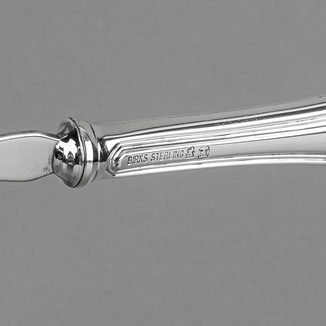 BIRKS Georgian Plain Sterling Handle And Silverplate Serving Spoon