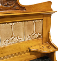 Art Nouveau Style Washstand With Tiled Backsplash And Stone Top