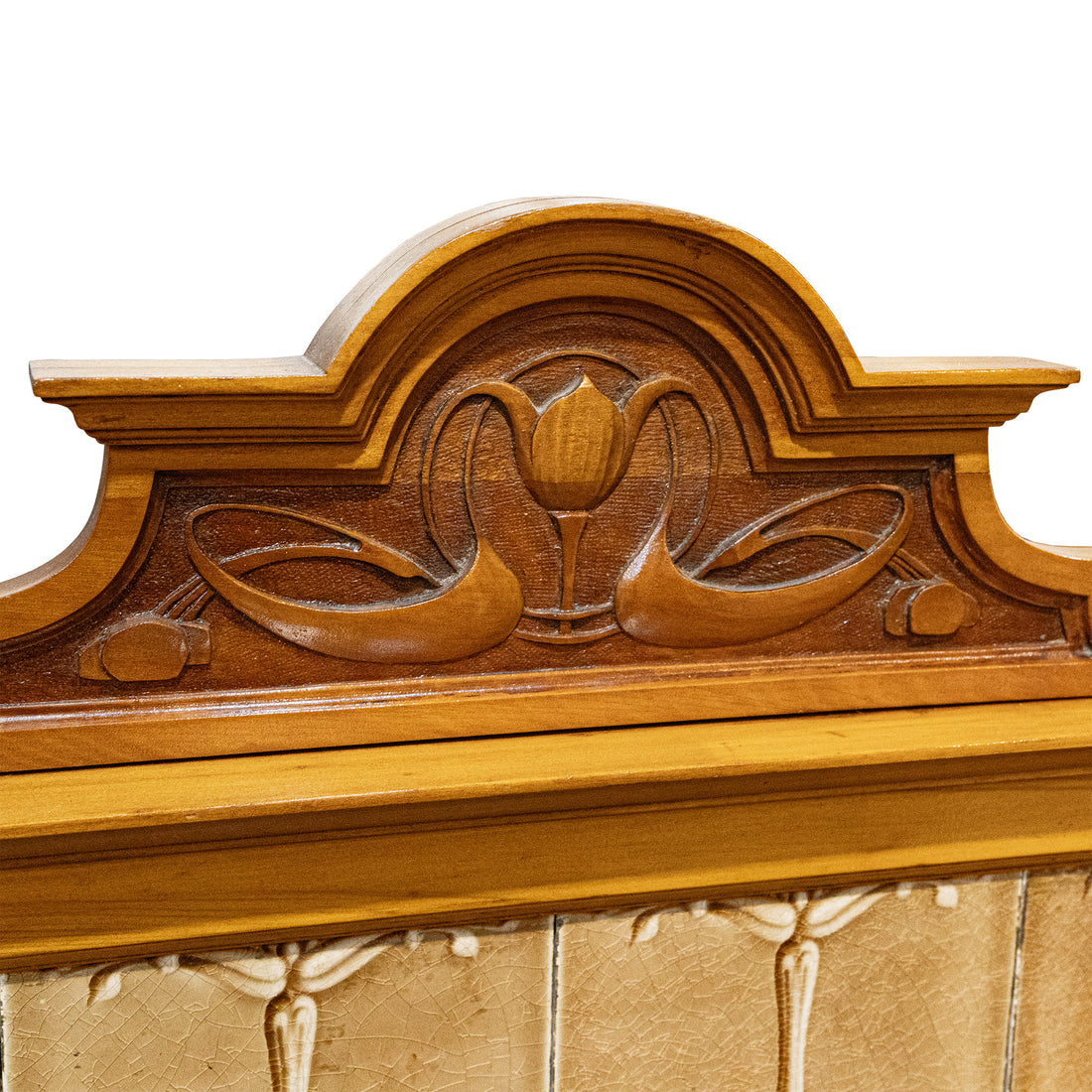 Art Nouveau Style Washstand With Tiled Backsplash And Stone Top