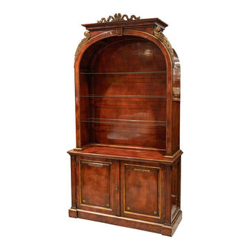 Faux Burl And Gilt Arch Top Curio