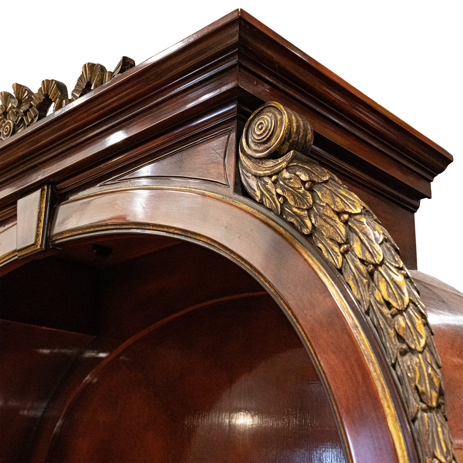 Faux Burl And Gilt Arch Top Curio