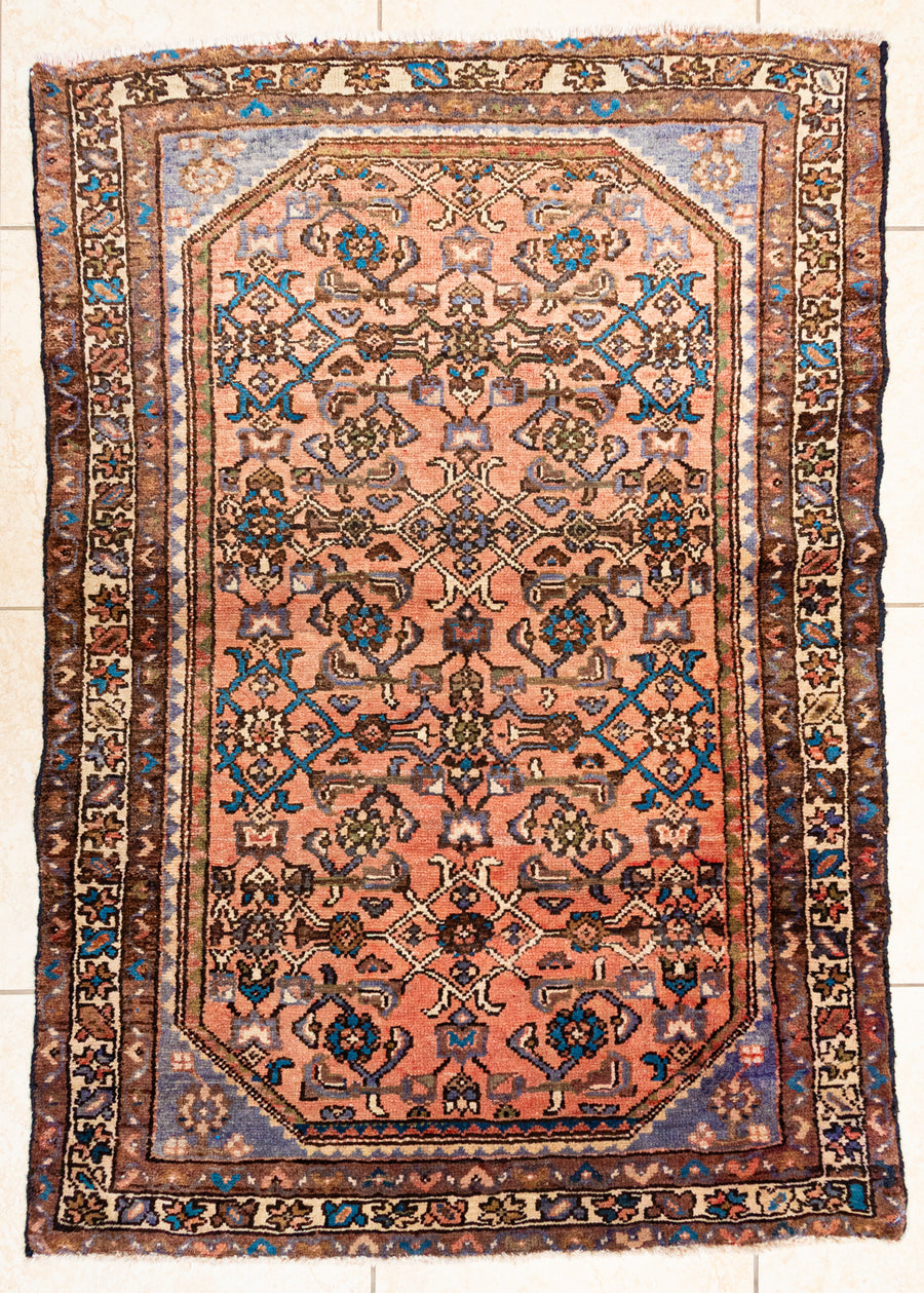 Hand Knotted Wool Hamadan Persian Rug     57"x40"
