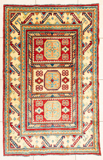 Hand Knotted Wool Caucasian Style Rug          63"x41"