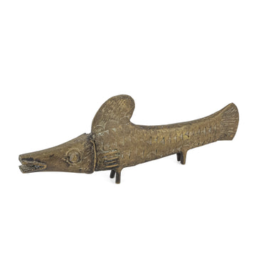 West African Style Bronze Footed Fish Sculpture