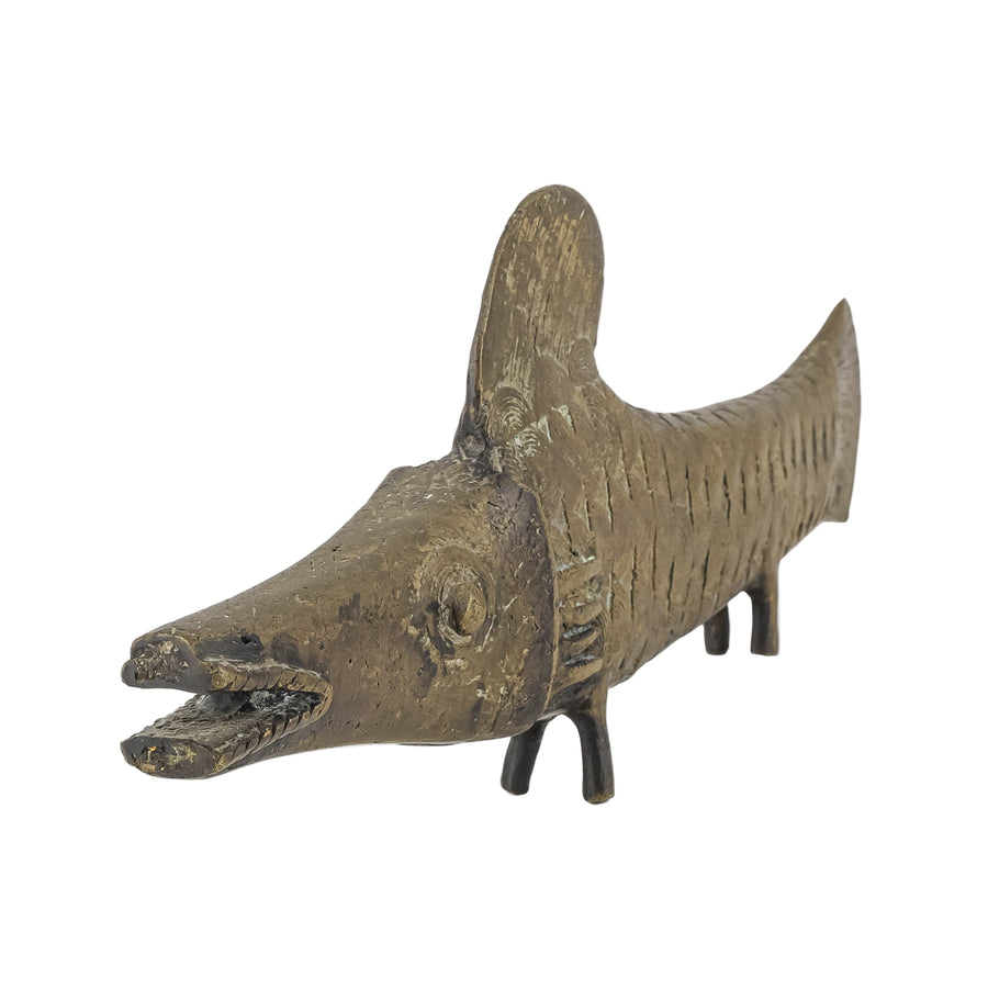 West African Style Bronze Footed Fish Sculpture