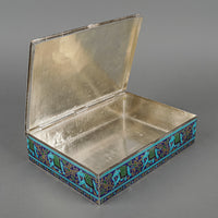 Indian Mughal Style Sterling Silver & Enamel Hinge Box - Elephant