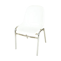 Vintage Stacking White Plastic And Chrome Chairs - Set of 4