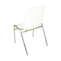Vintage Stacking White Plastic And Chrome Chairs - Set of 4