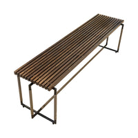 FRAG Bak Steel & Leather Bench w/Ash Slats