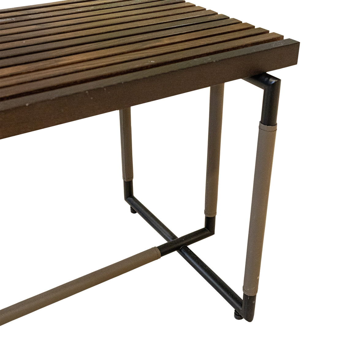 FRAG Bak Steel & Leather Bench w/Ash Slats