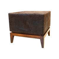 Dark Brown Suede Ottoman