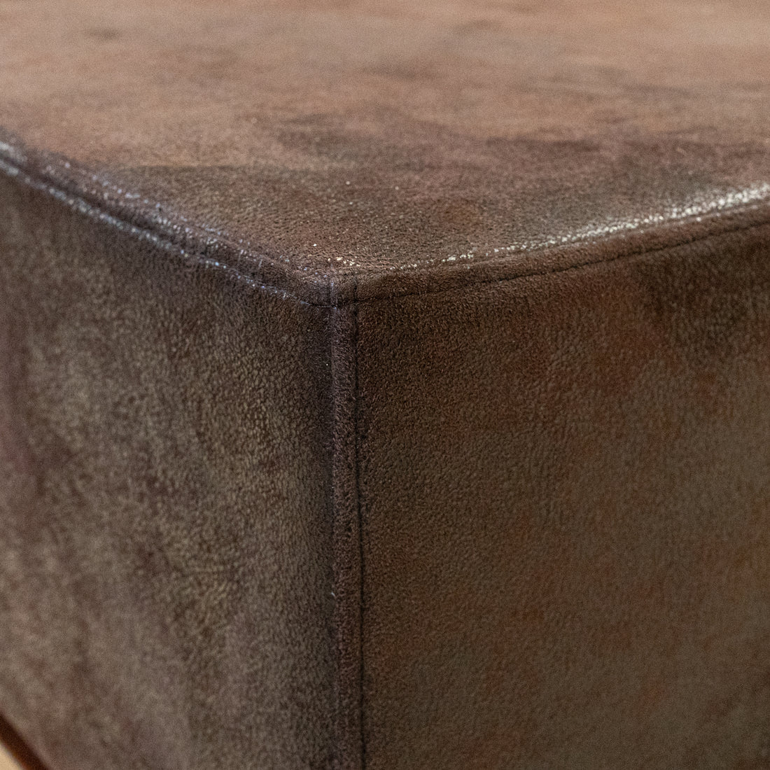 Dark Brown Suede Ottoman