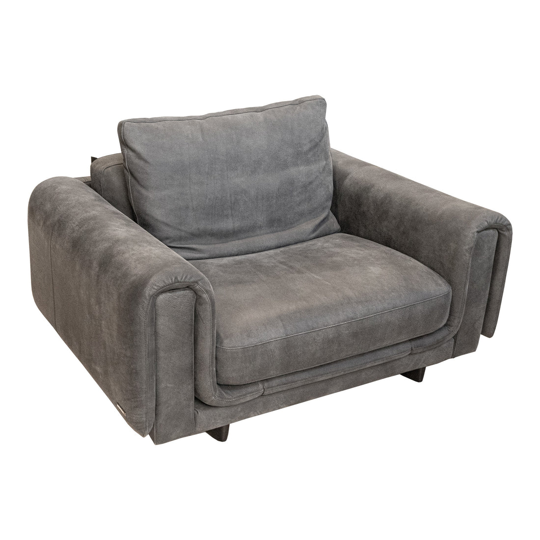 ROCHE BOBOIS Underline Grey Leather Armchairs Set of 2