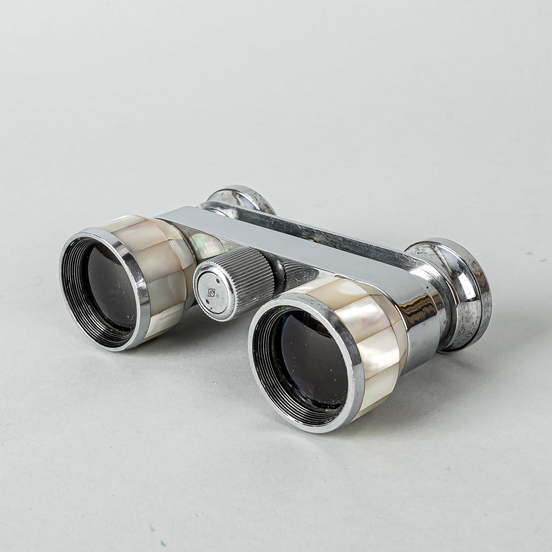 BIRKS Vintage Mother-Of-Pearl Silver-Tone Opera Glasses With Case
