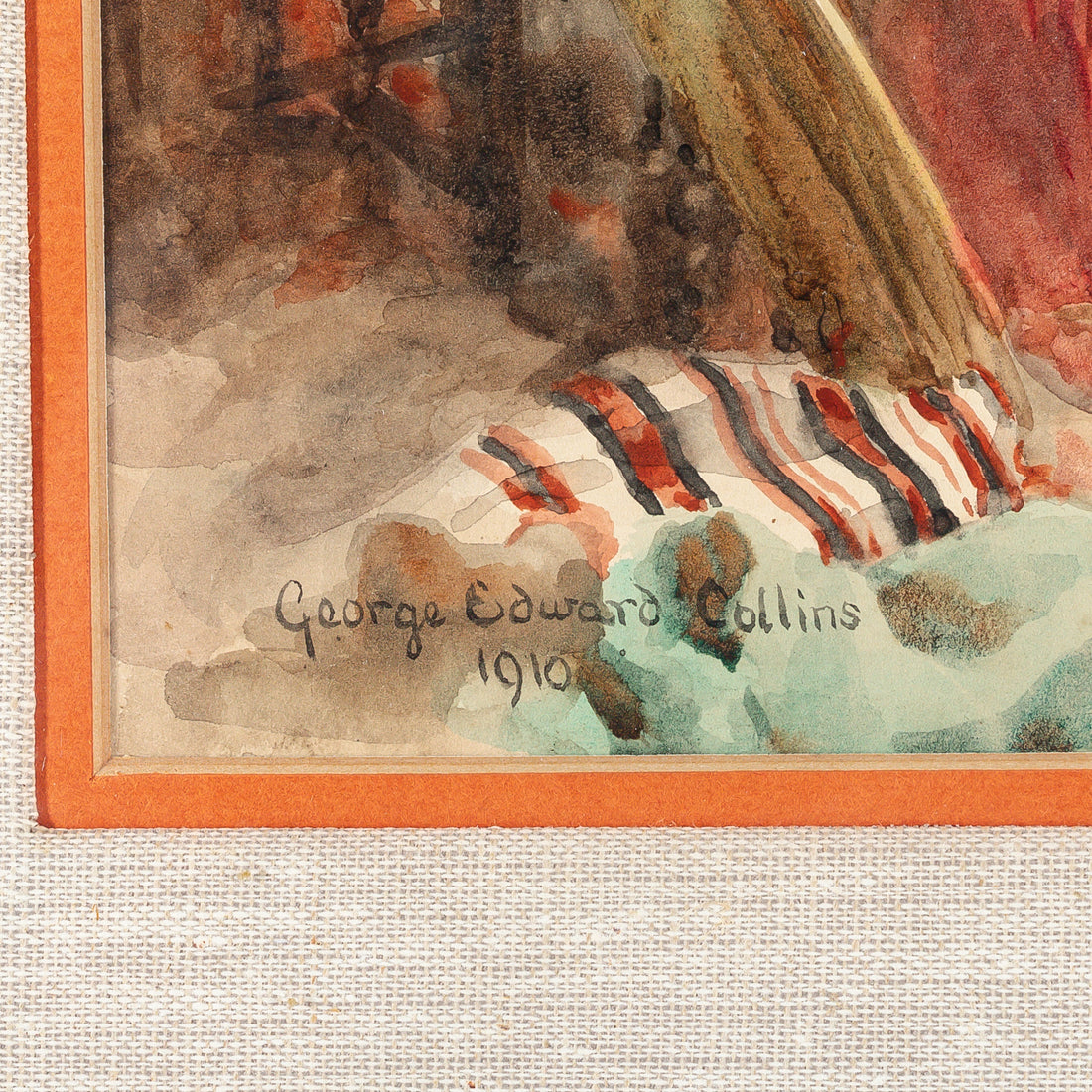 George Edward Collins (British 1880-1967) Orientalist Painting Of a Seated Man