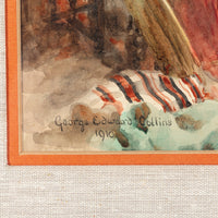 George Edward Collins (British 1880-1967) Orientalist Painting Of a Seated Man