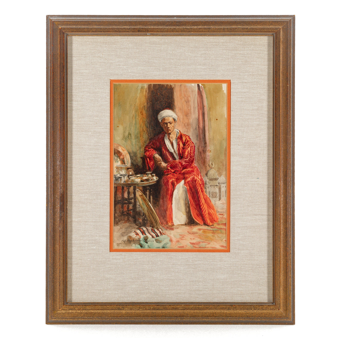 George Edward Collins (British 1880-1967) Orientalist Painting Of a Seated Man