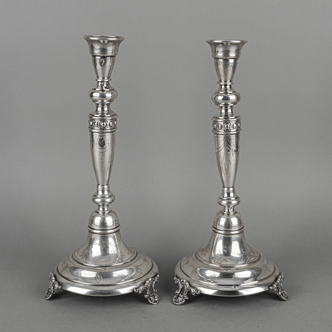 Austria-Hungary 800 Silver Candlesticks Set Of 2