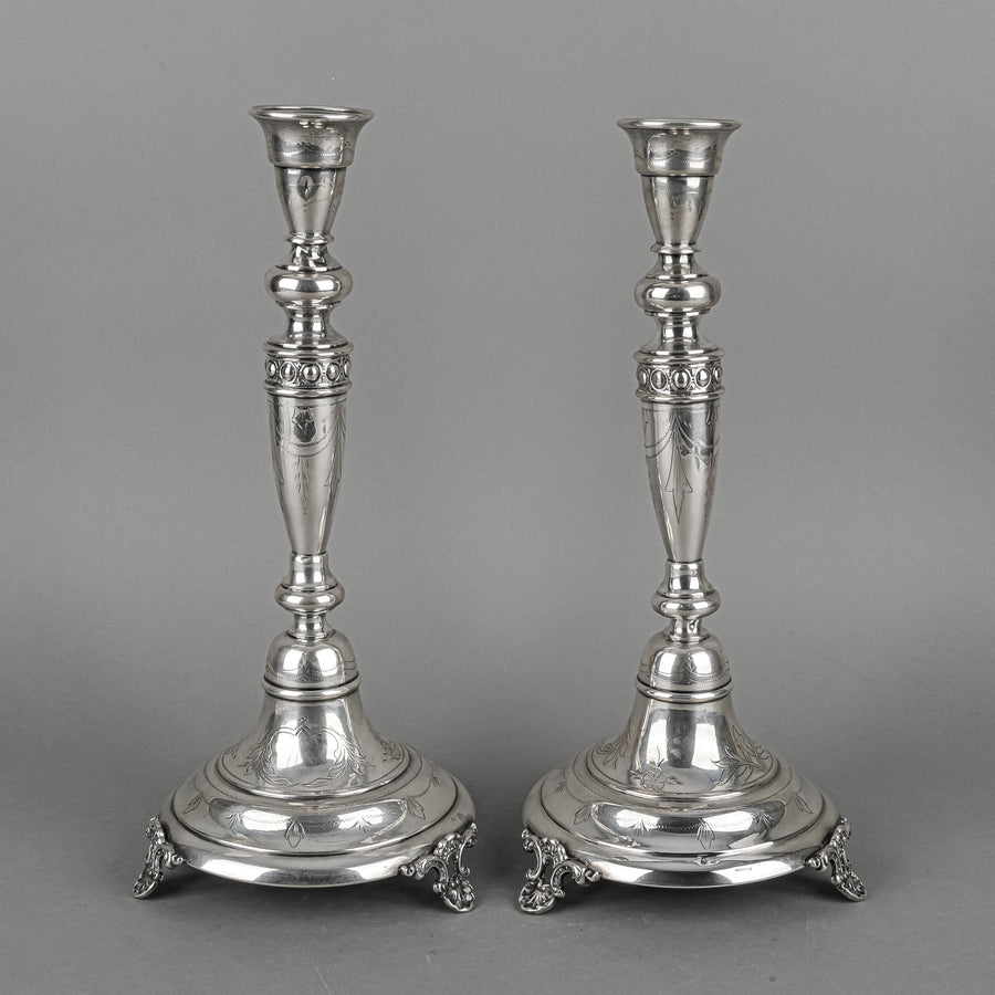 Austria-Hungary 800 Silver Candlesticks Set Of 2