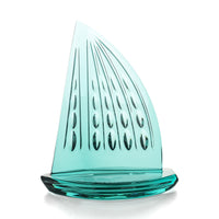 WATERFORD Figurine/Paperweight Sailboat Teal