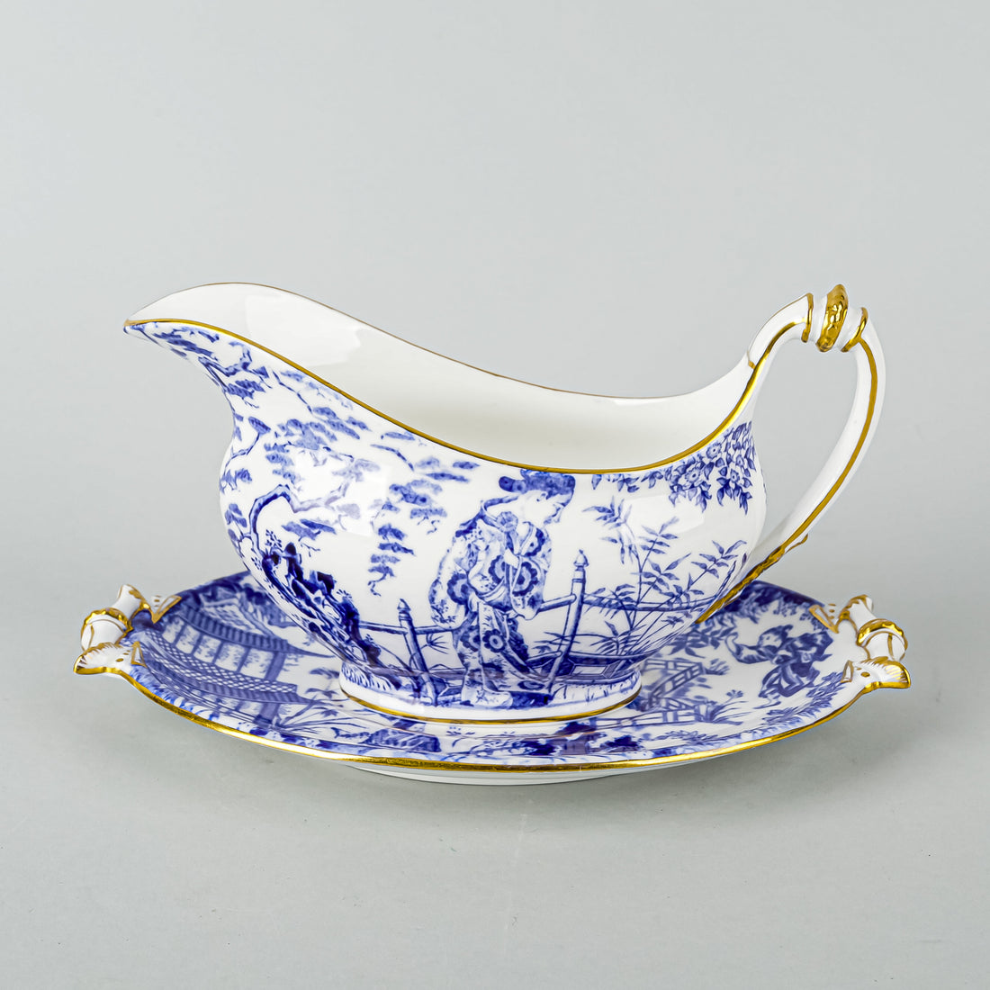 ROYAL CROWN DERBY Mikado Gravy Boat And Stand