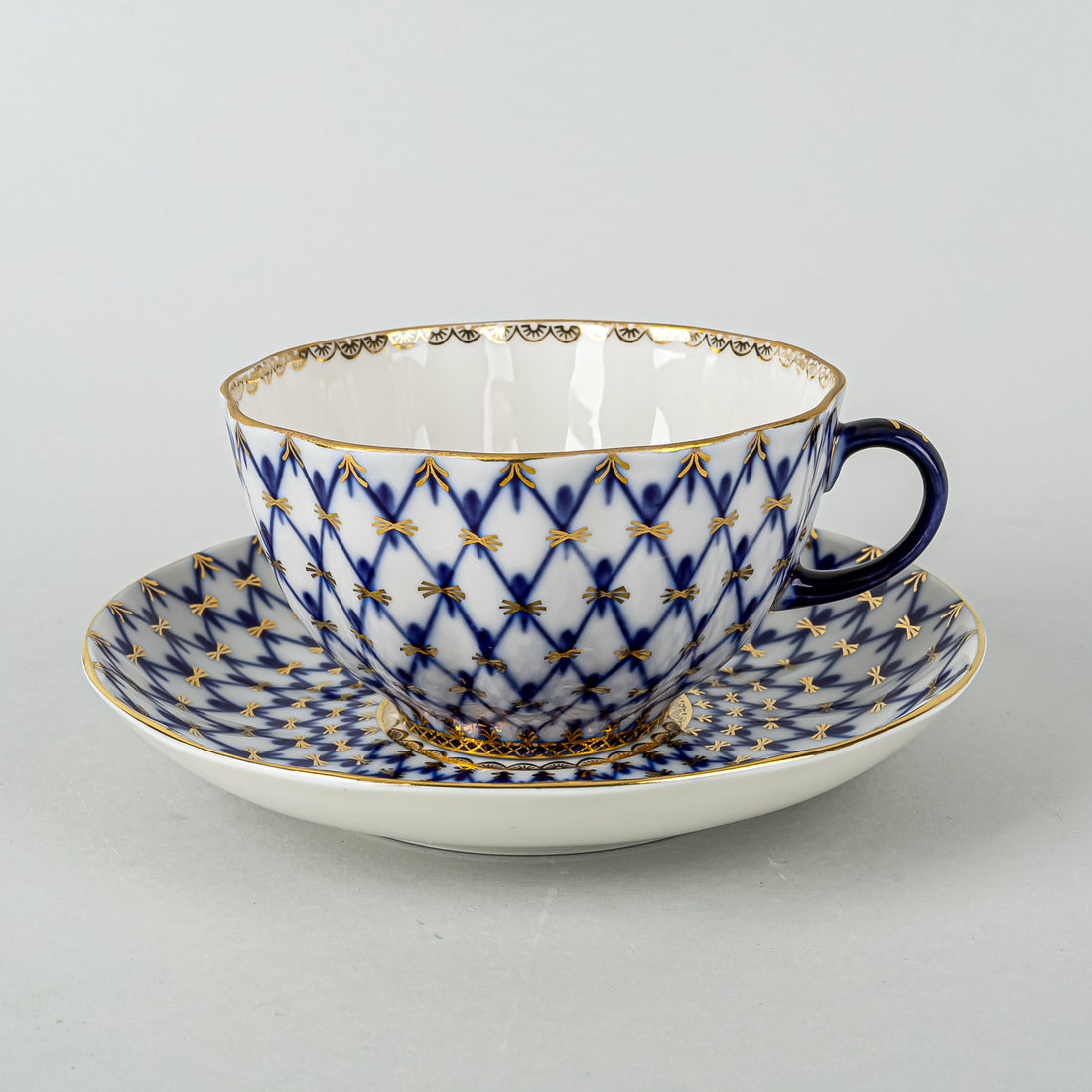LOMONOSOV Cobalt Net Teacup & Saucer