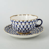 LOMONOSOV Cobalt Net Teacup & Saucer