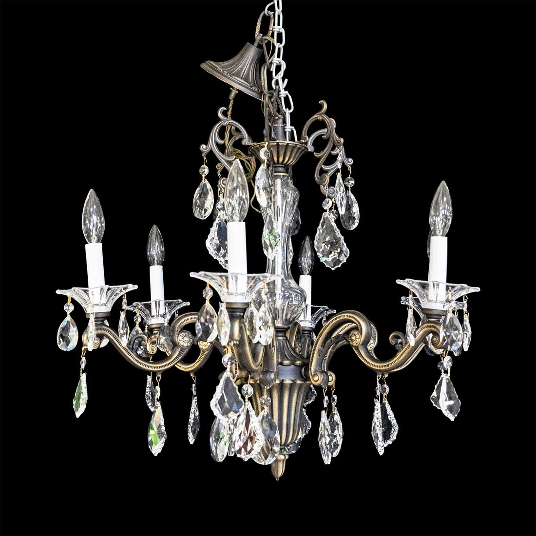 6-Light Chandelier With Drops - Dark Bronze Finish