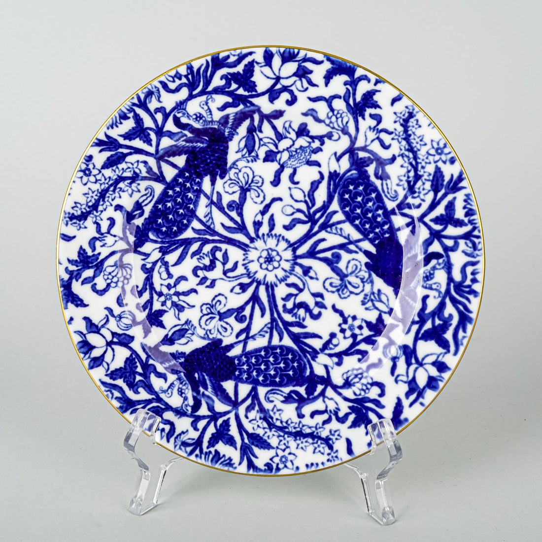 ROYAL CROWN DERBY Peacock Blue Bread & Butter Plates Set of 5