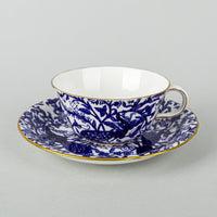 ROYAL CROWN DERBY Peacock Blue Cup & Saucer - Low Flat Cup