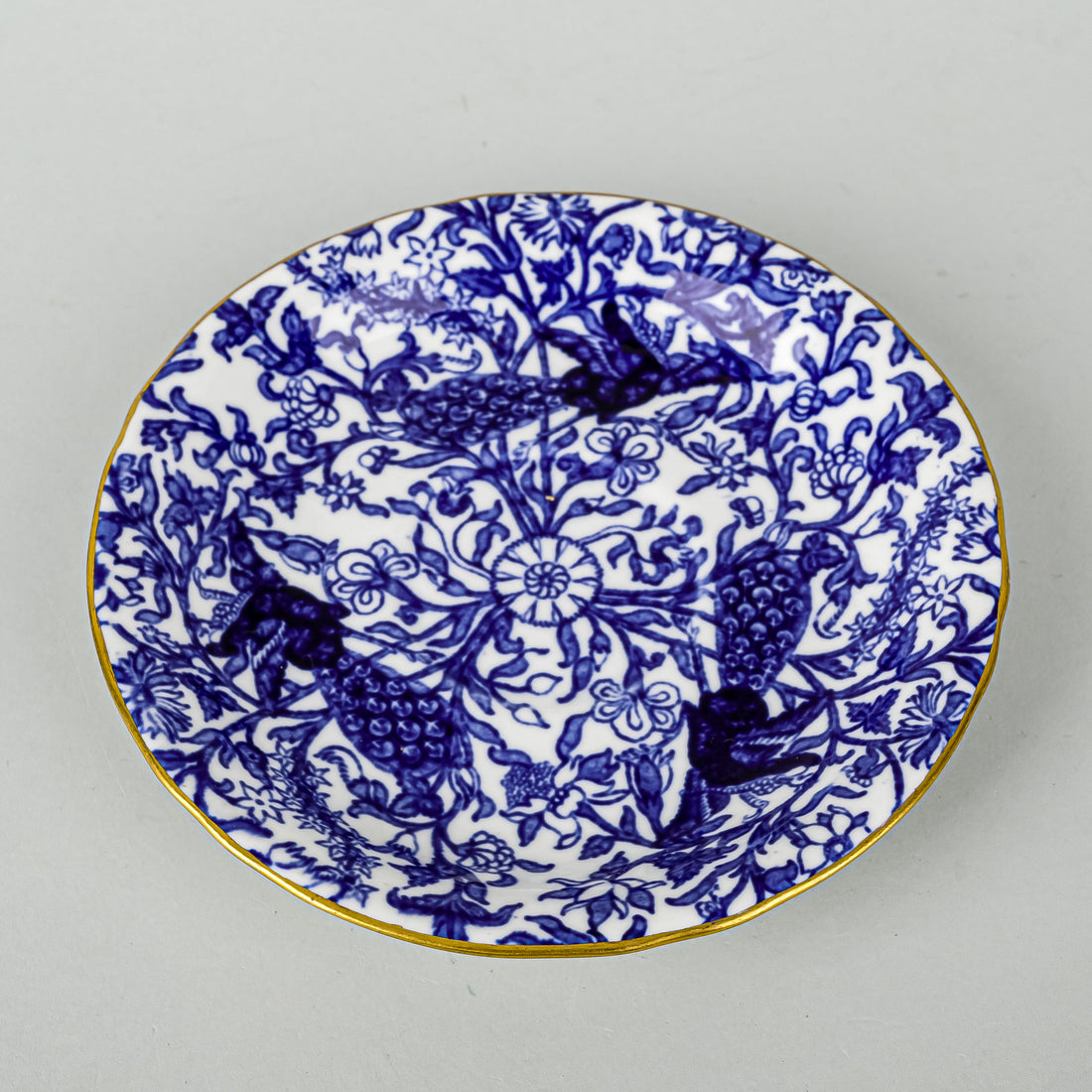 ROYAL CROWN DERBY Peacock Blue Cup & Saucer - Low Flat Cup