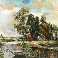 Eugene De Maeyer - Landscape W/River & Cottages