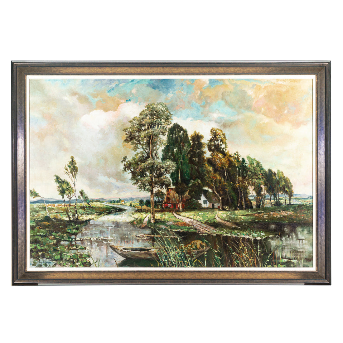 Eugene De Maeyer - Landscape W/River & Cottages