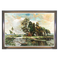 Eugene De Maeyer - Landscape W/River & Cottages