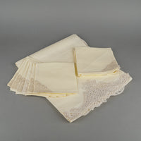 Linen with Lace Tablecloth And 12 Napkins