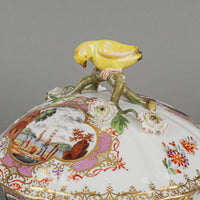 DRESDEN Meissen Hand Painted Panel China Floral Covered Bowl