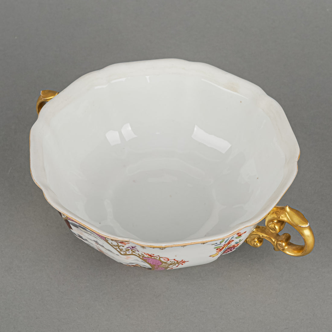 DRESDEN Meissen Hand Painted Panel China Floral Covered Bowl