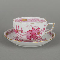 HEREND Indian Basket Pink Cup & Saucer 724