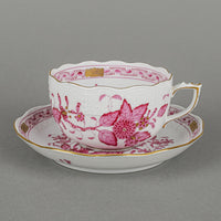 HEREND Indian Basket Pink Cup & Saucer 724