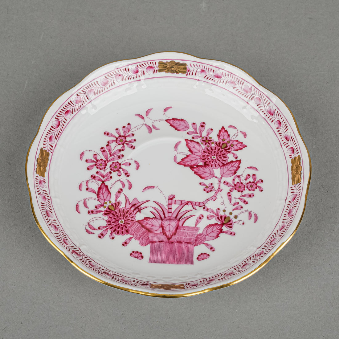 HEREND Indian Basket Pink Cup & Saucer 724