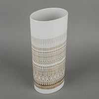ROSENTHAL Hans T Baumann Gold On White Oval Vase 3085/28