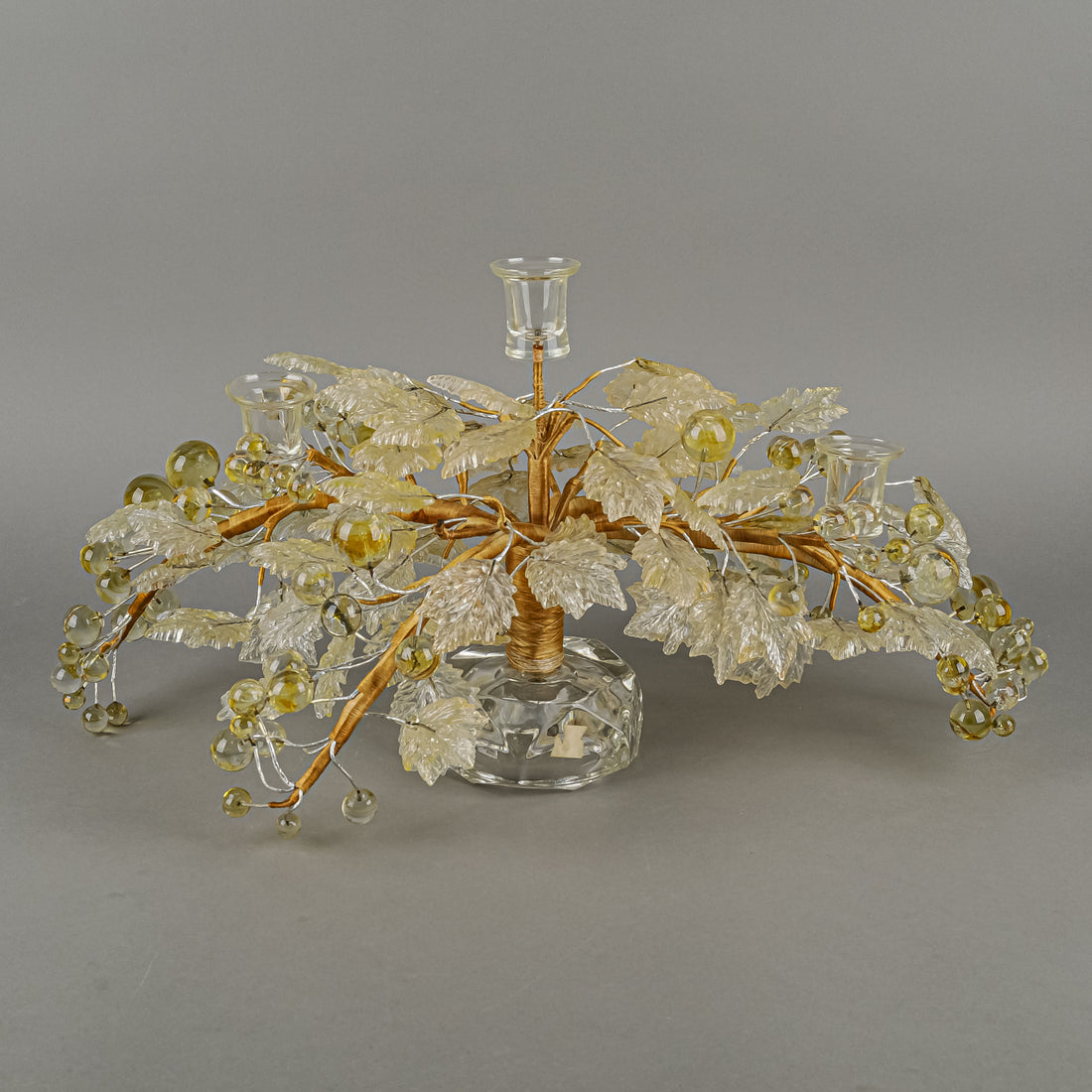 Art Glass Three Light Fruit Tree Candelabra