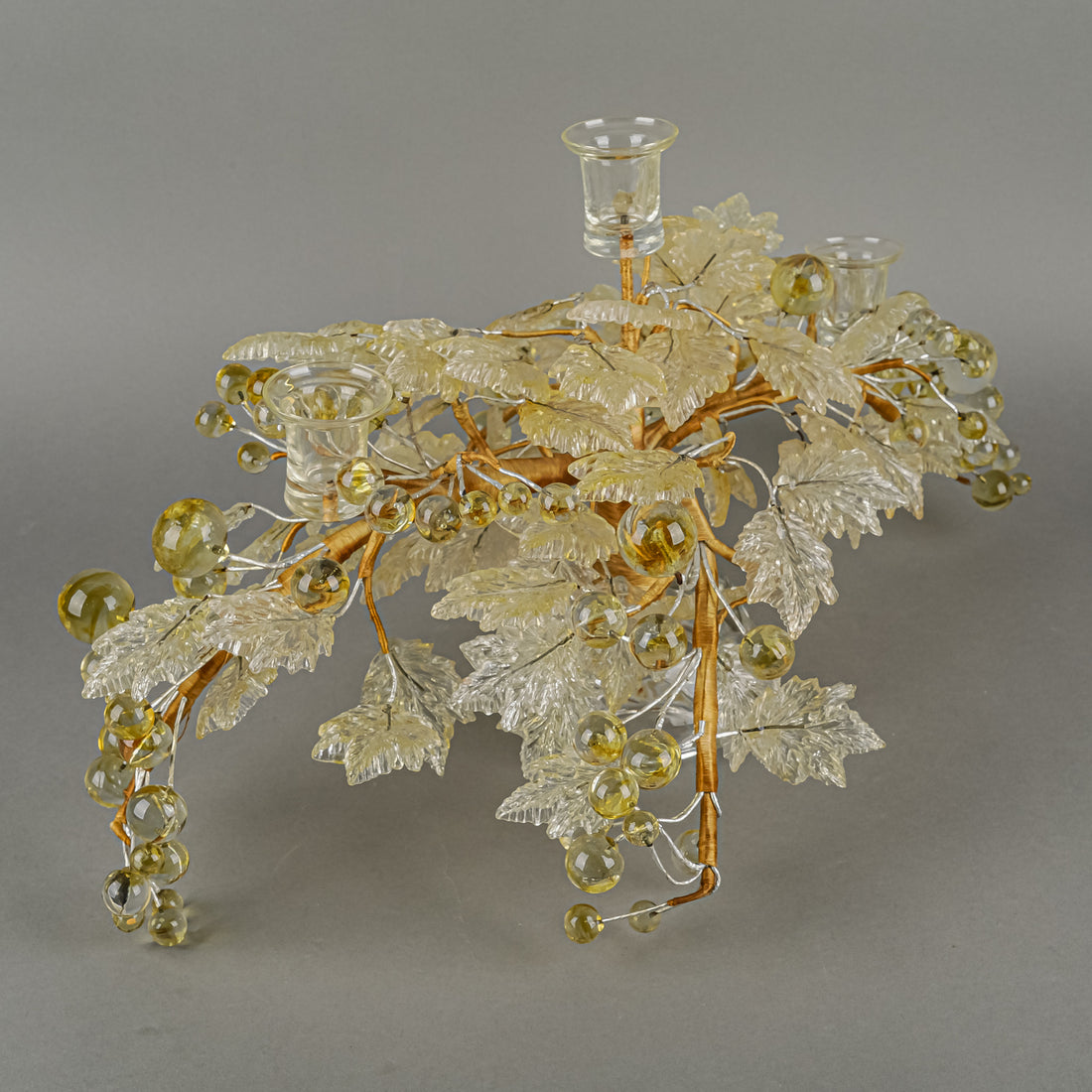 Art Glass Three Light Fruit Tree Candelabra