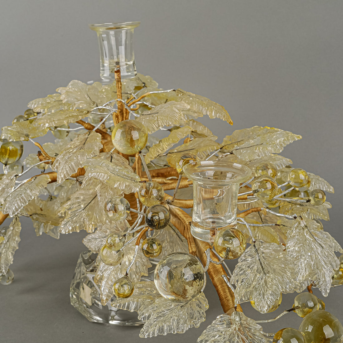 Art Glass Three Light Fruit Tree Candelabra